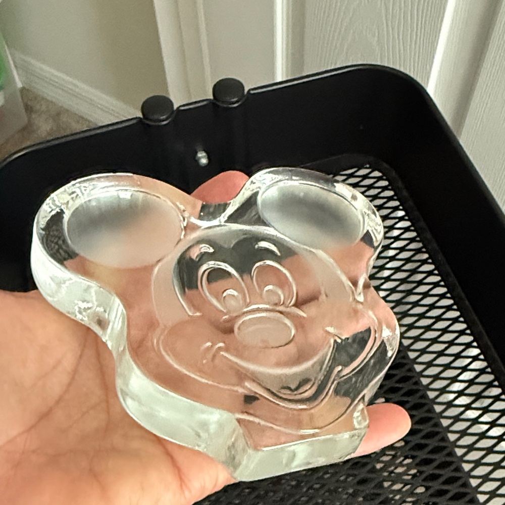 Clear Glass Mouse-Shaped Paperweight